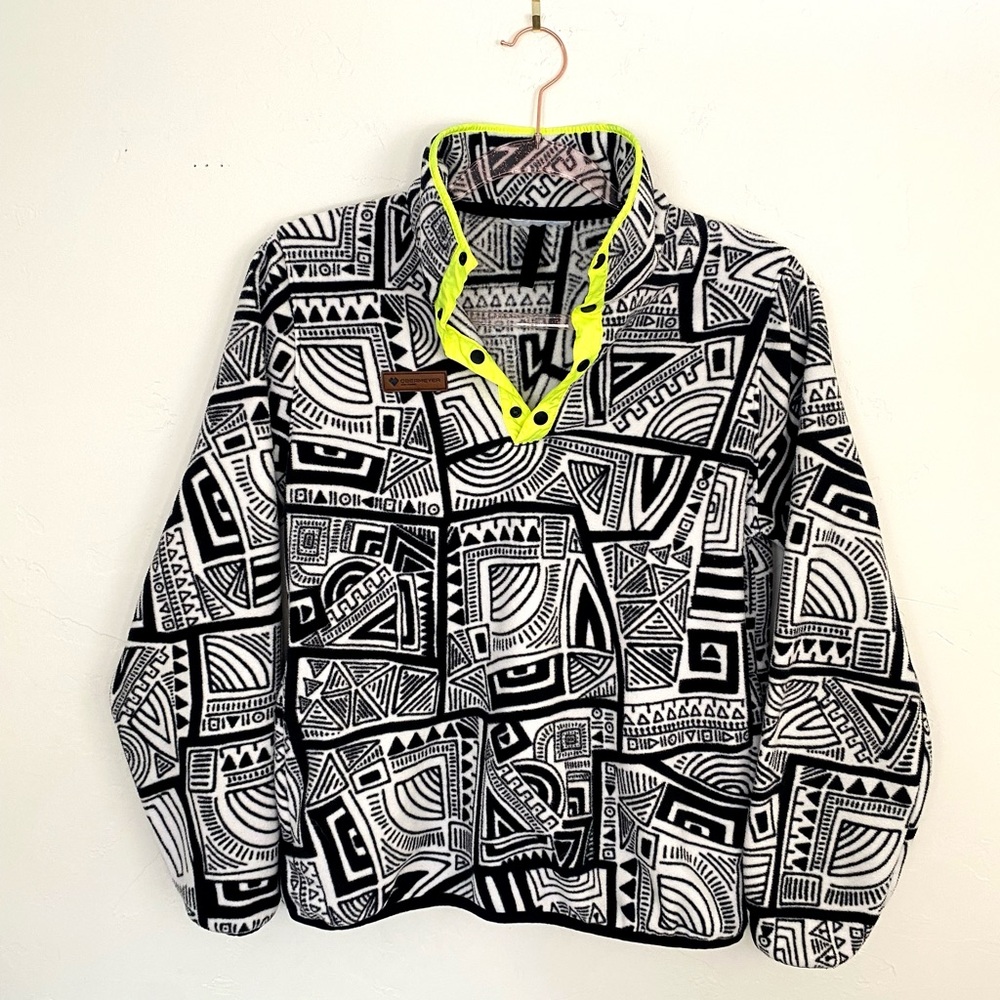 Obermeyer Boys Boulder Fleece Pullover Jacket Fresh Prints Black White Ski Gear